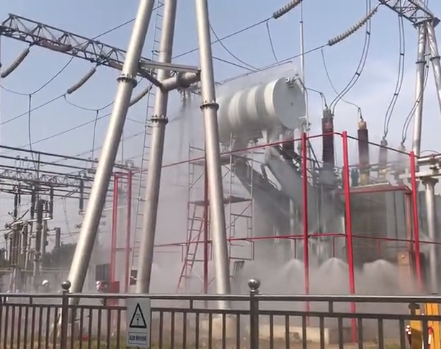 商丘变电站高压细水雾灭火系统的试验视频